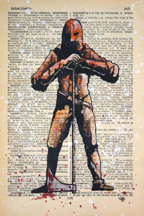 Hangman - Collage Art on English Dictionary Vintage Page