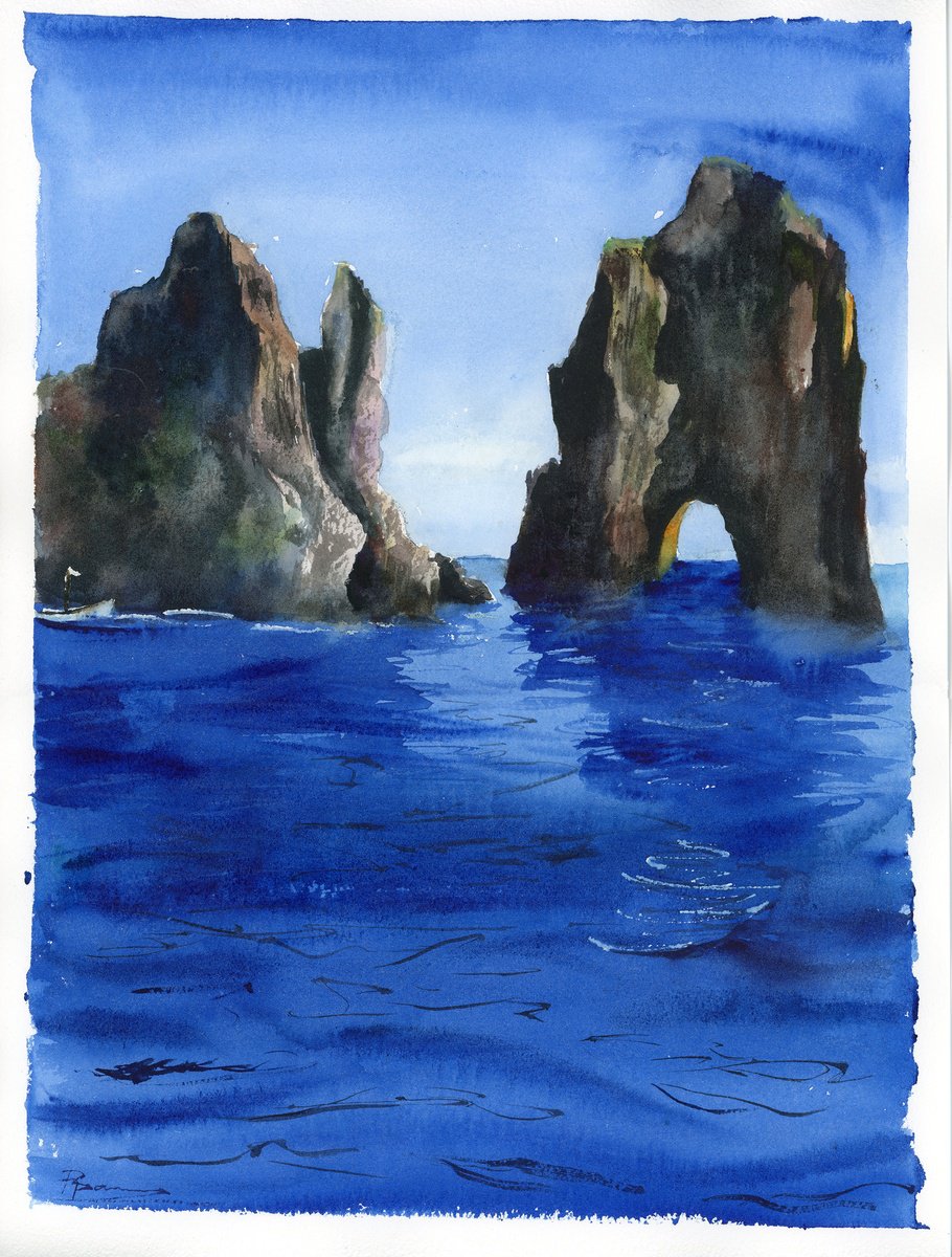 Ocean Cliff Landscape Watercolour by Olga Tchefranov (Shefranov ...