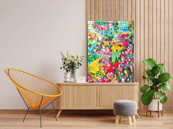Summer. July - original vivid colorful abstract expressionism painting