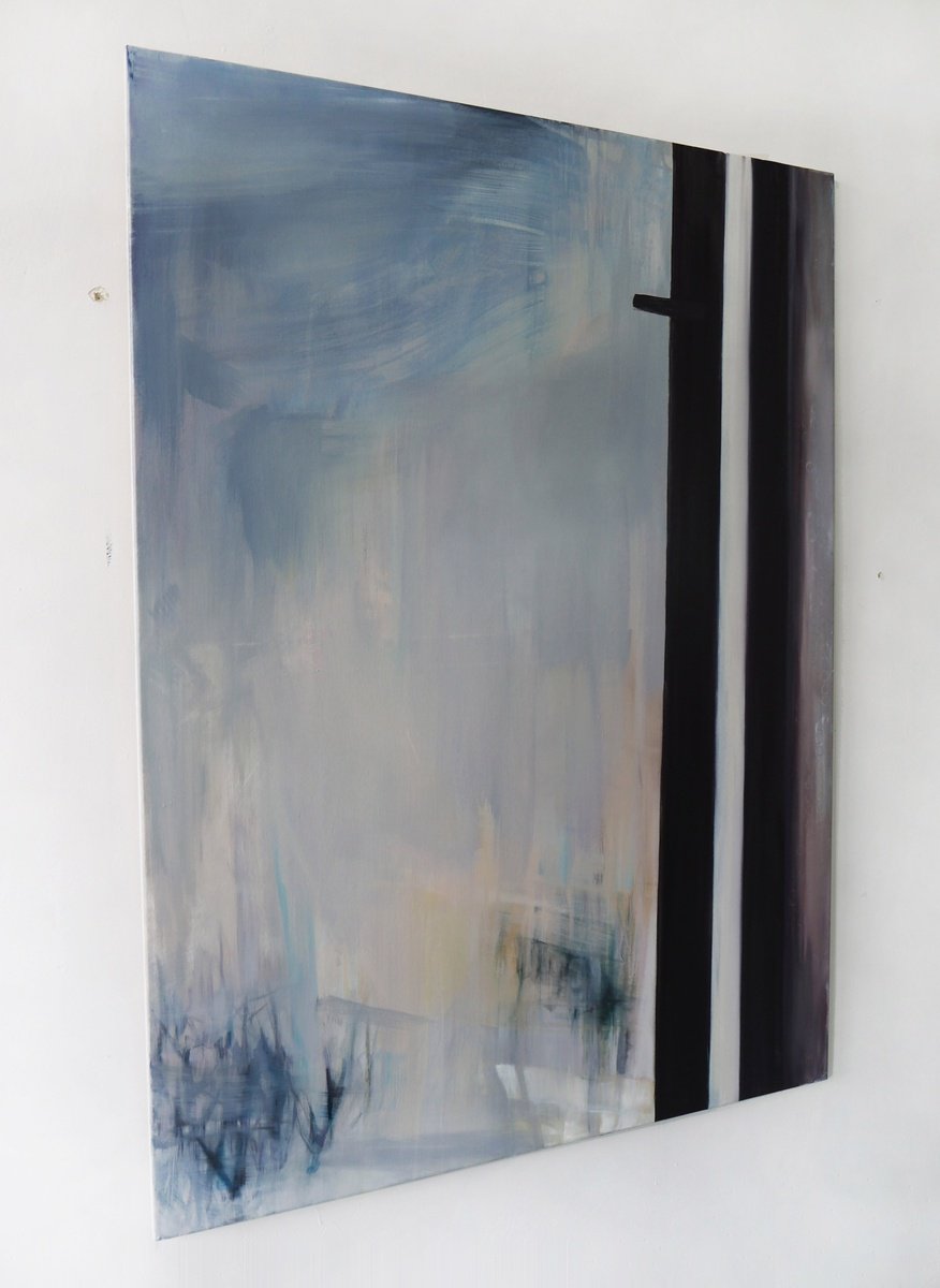 Expressive Landscape Oil Painting By Cynthia Gregorova, 43 X 59, Space Behind The Window, Original Artwork