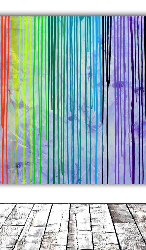 100x70x4 cm Melted Rainbow - XXL Large Modern Abstract Big Painting,  Large Painting - Ready to Hang, Hotel and Restaurant Wall Decoration by Soos Tiberiu
