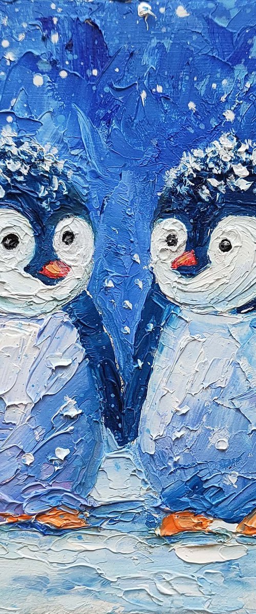 Two penguins Painting by Yulia Berseneva