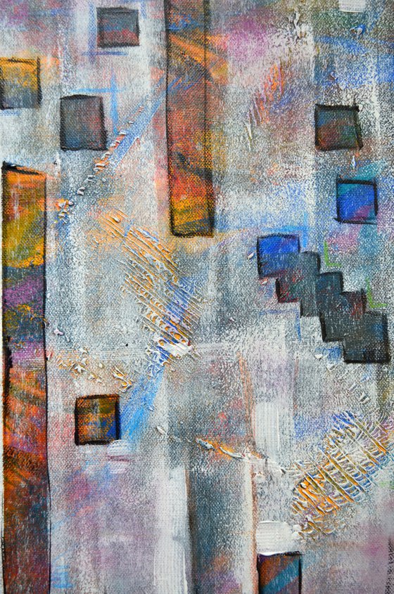 Tetris - Large Original Abstract Art on Canvas Ready To Hang