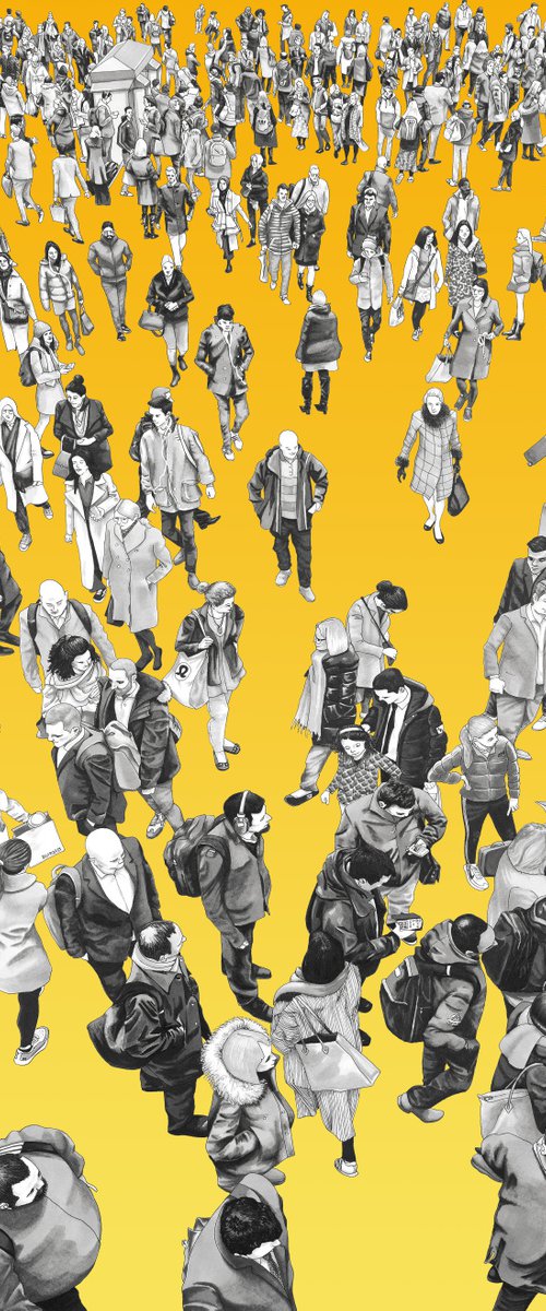 “People At The Station II” (Yellow Gradient) by Arturo Garcia de las Heras (Agheras73)