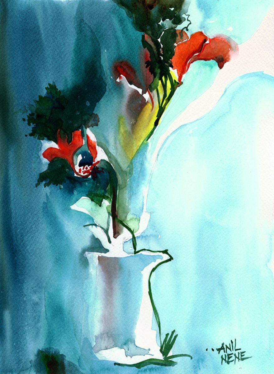 Flowers in Vase by Anil Nene