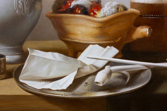 Master copy after Pieter Claesz - Still Life with Clay Pipes