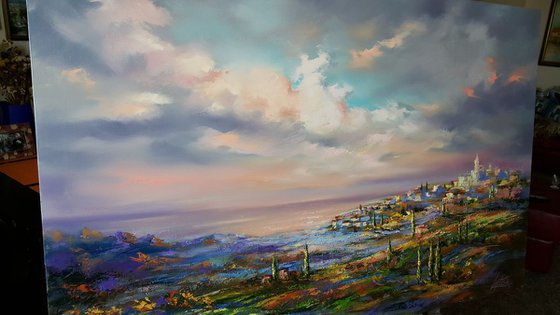 Magnificent Tuscany - landscape Italy, large oil painting