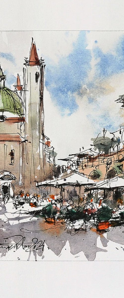Ascoli, watercolor on paper. by Marin Victor