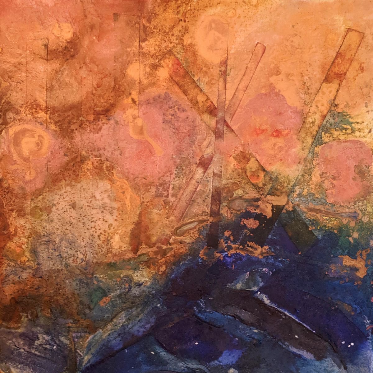 Abstract Landscape Painting By Shelli Finch, 12 X 12", Autumn Arrival I, Original Artwork