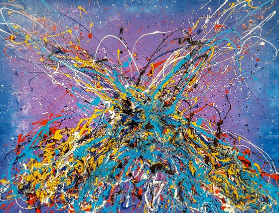 Unaly N-16 (H)123x(W)158 cm. Colorful Splash Abstract Painting