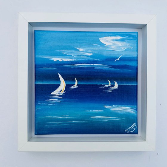 Study in blue in a white frame