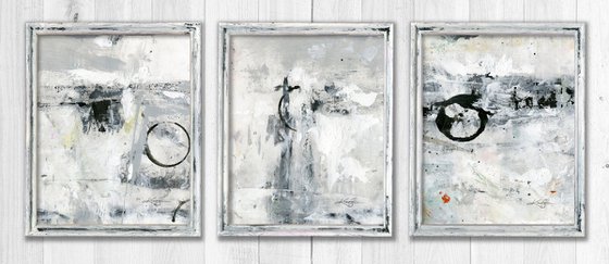 Moon Spell Collection  - Set of 3 Framed Abstract Paintings by Kathy Morton Stanion