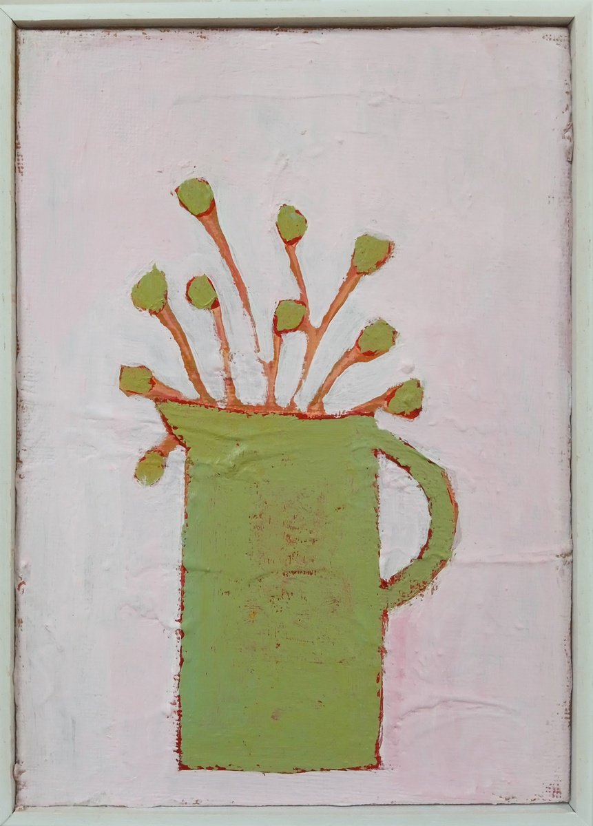Green Jug and Flowers.... by Fiona Philipps