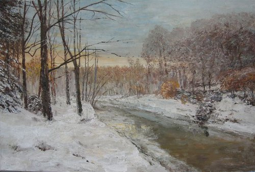 Winter motif with river by slobodan paunovic