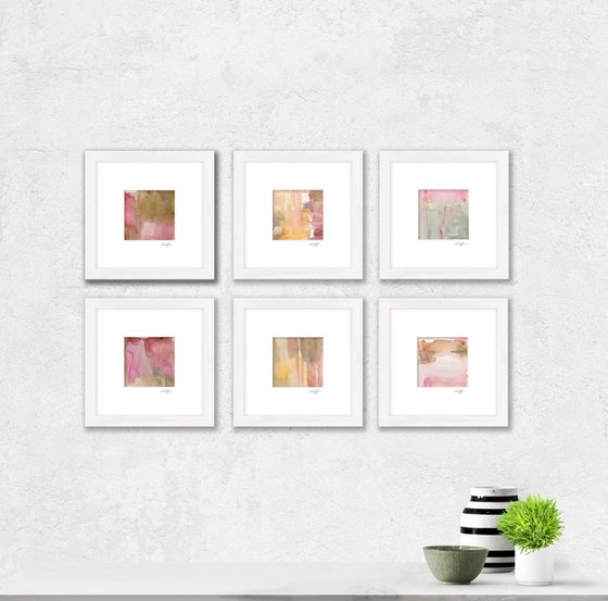 Lullaby Collection 3 - Set of 6 Abstract Paintings in Mats by Kathy Morton Stanion