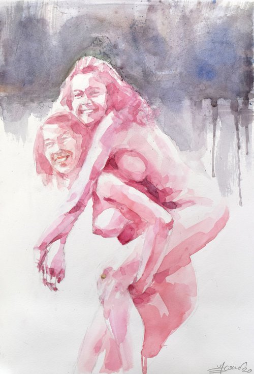 Double fantasy in pink by Goran Žigolić Watercolors