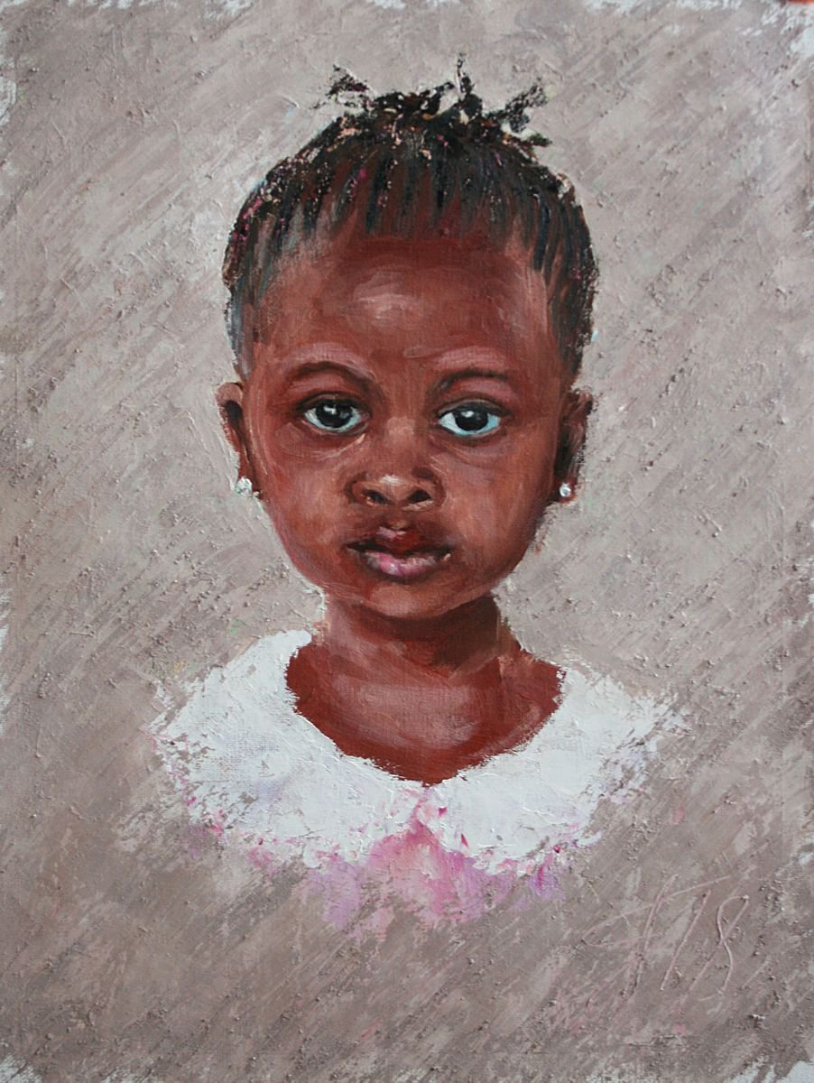 Portrait of a Little Girl /  ORIGINAL PAINTING by Salana Art Gallery