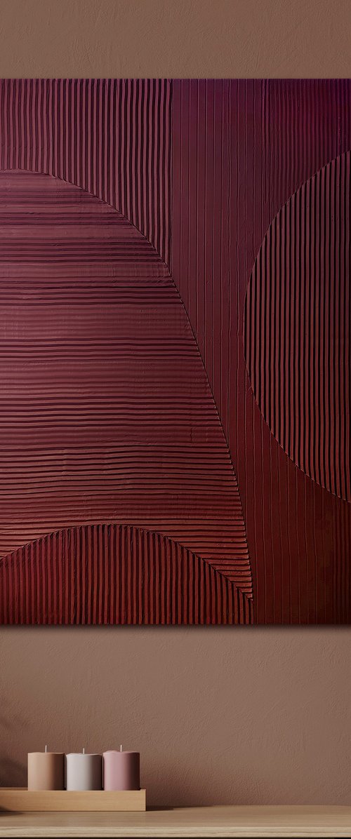 "Burgundy Field 5" Burgundy textured abstract by Alex Zy
