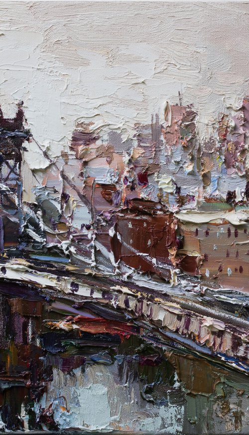 Manhattan Bridge - New York City - Original oil painting by Anastasiia Valiulina