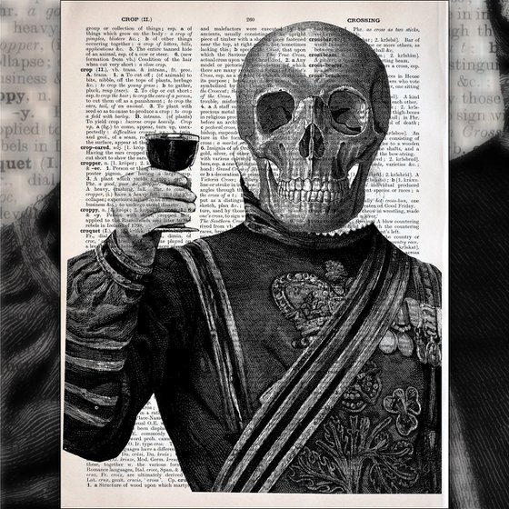 Cheers - Collage Art Print on Large Real English Dictionary Vintage Book Page