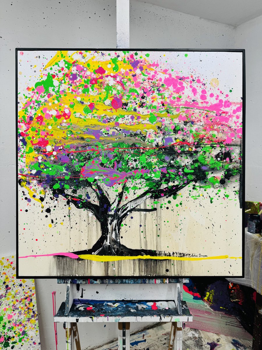 Impressionistic Landscape Acrylic Painting By Antoni Dragan, 41 X 41, Transformative Splendor, Original Artwork