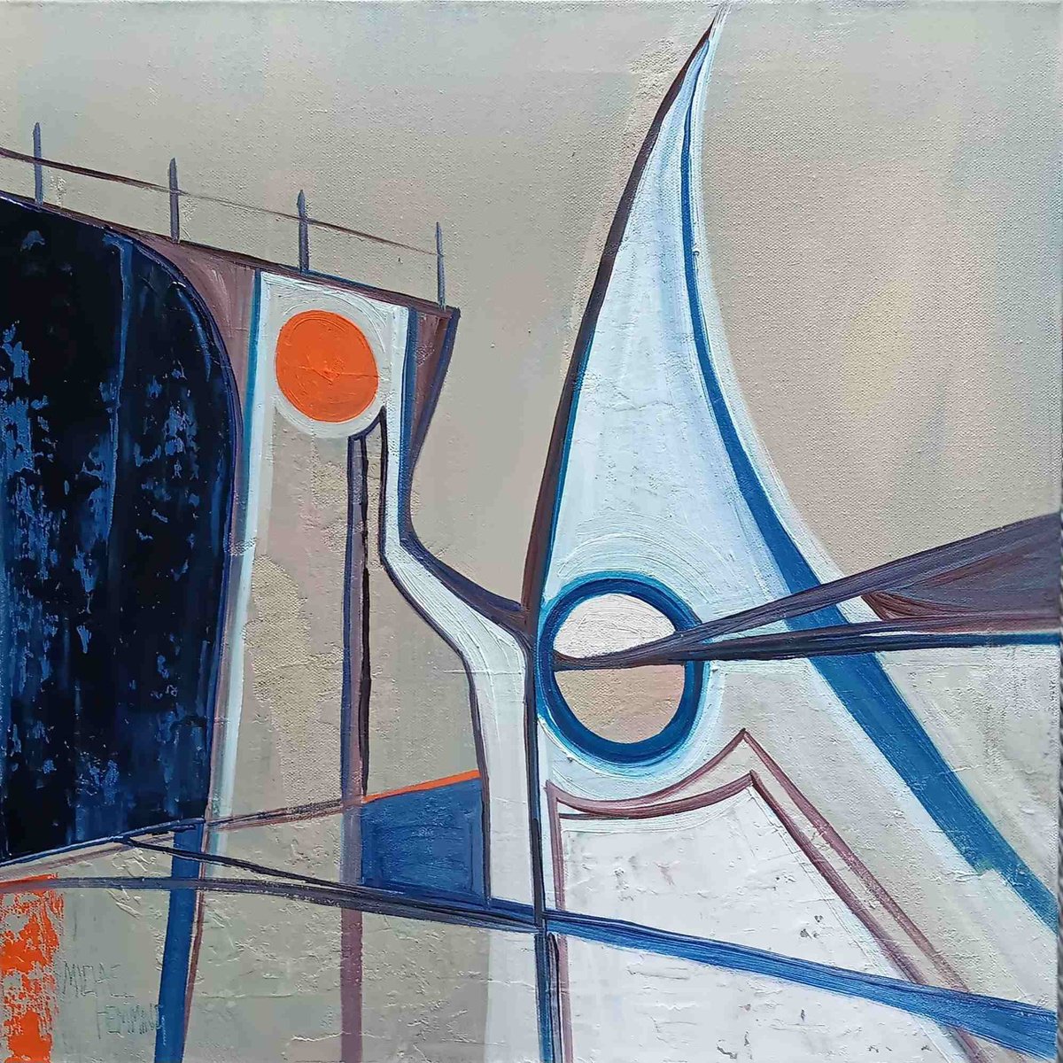 Abstract Landscape Oil Painting By Michael Hemming, 20 X 20", Collision Course, Original Artwork