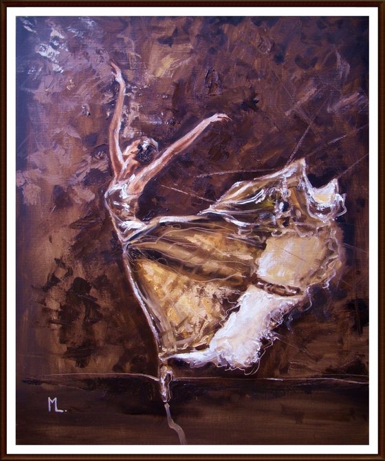 " THE MOONLIGHT DANCER... "- ballerina liGHt  ORIGINAL OIL PAINTING, GIFT, PALETTE KNIFE