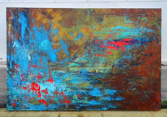 Large Blue Brown Red Abstract