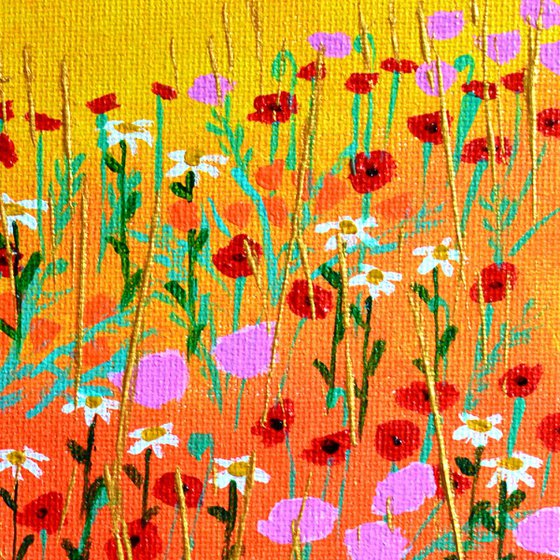 Mini Meadow 9 - poppies and daisies