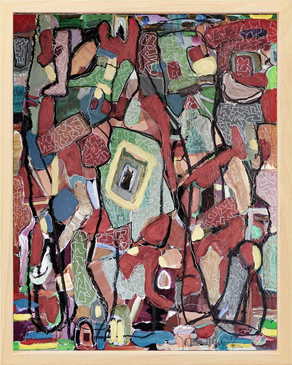 Organic Abstract Acrylic Painting By Geert Lemmers Fpa, 33 X 41, Freedom In My Thoughts I, Original Artwork