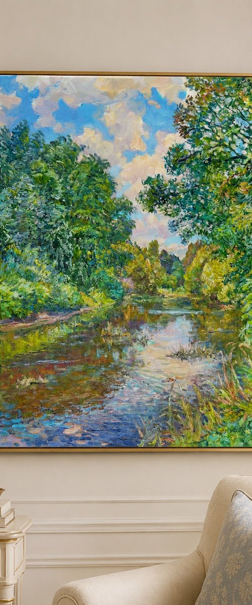 Summer River Reflections by Aleksandr Dubrovskyy