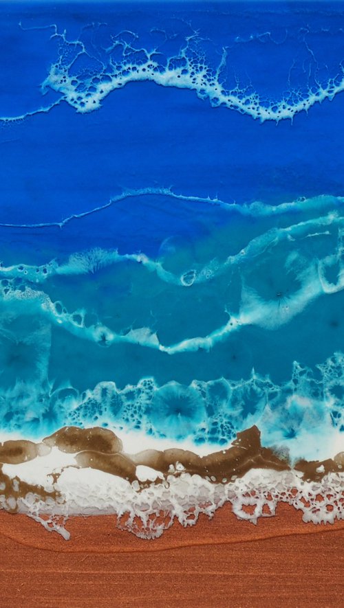 Tropical golden beach - original resin seascape by Delnara El