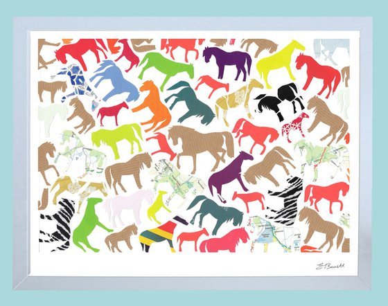 Horses (Hand Cut Collage) Original Picture