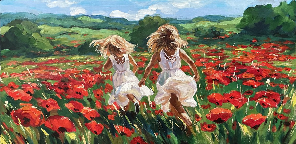  Poppy Field By Anna Reznikova, 35 X 18, Artwork For Sale On Artfinder