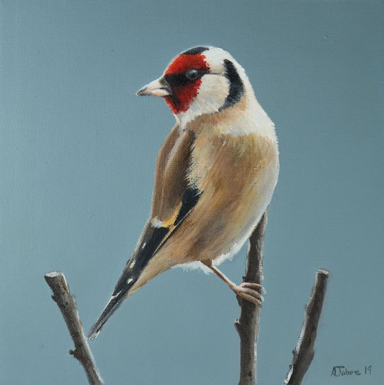 Goldfinch Painting, Bird Artwork, Animal Art Framed