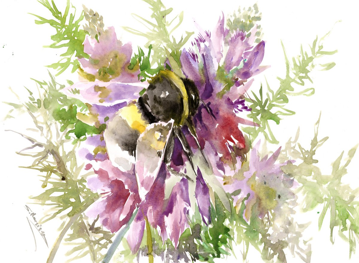 Bumblebee and Flowers by Suren Nersisyan