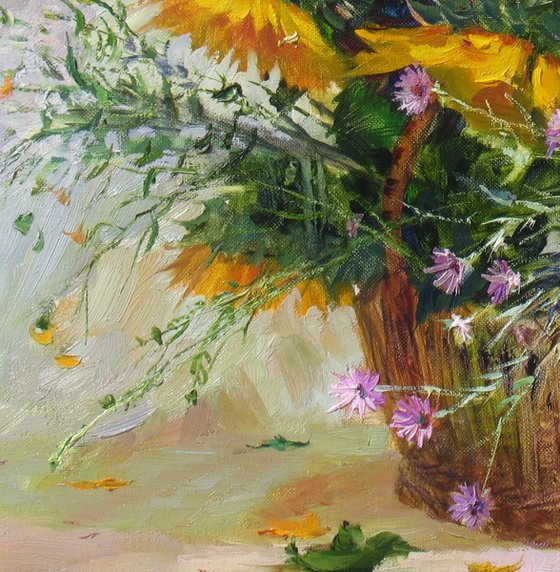 Wildflowers and sunflowers