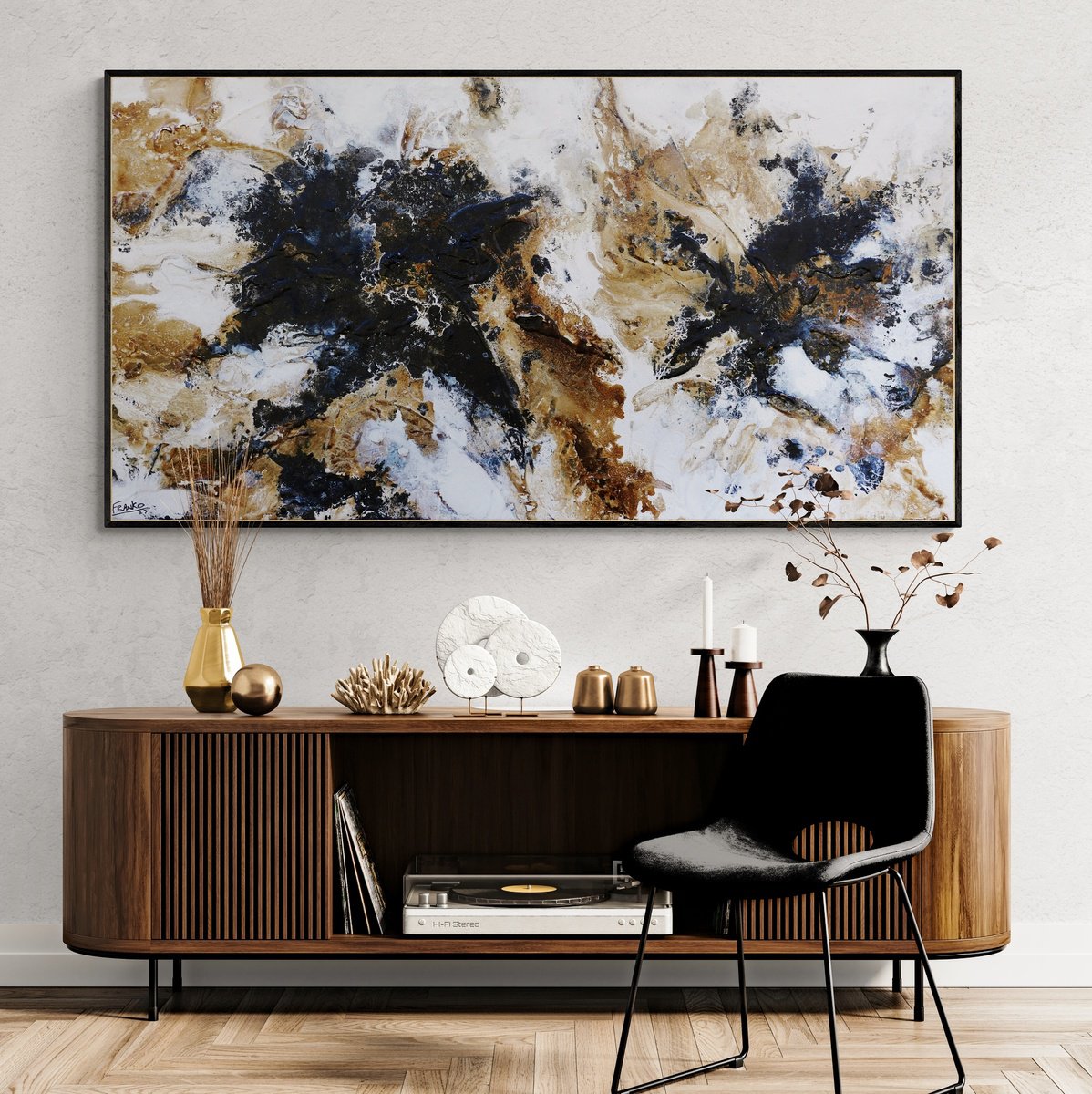 Abstract Acrylic Painting By Franko, 75 X 39, Moon Dust, Original Artwork