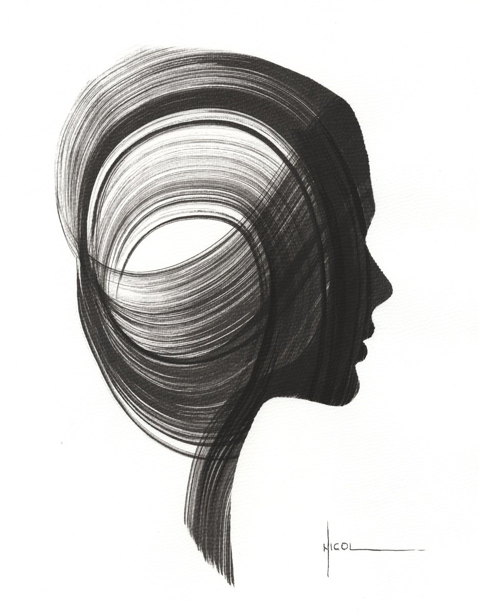 Expressive Ink Drawing , Inner Orbit By Nicol Vacaru, 12 X 15, Artwork For Sale On Artfinder