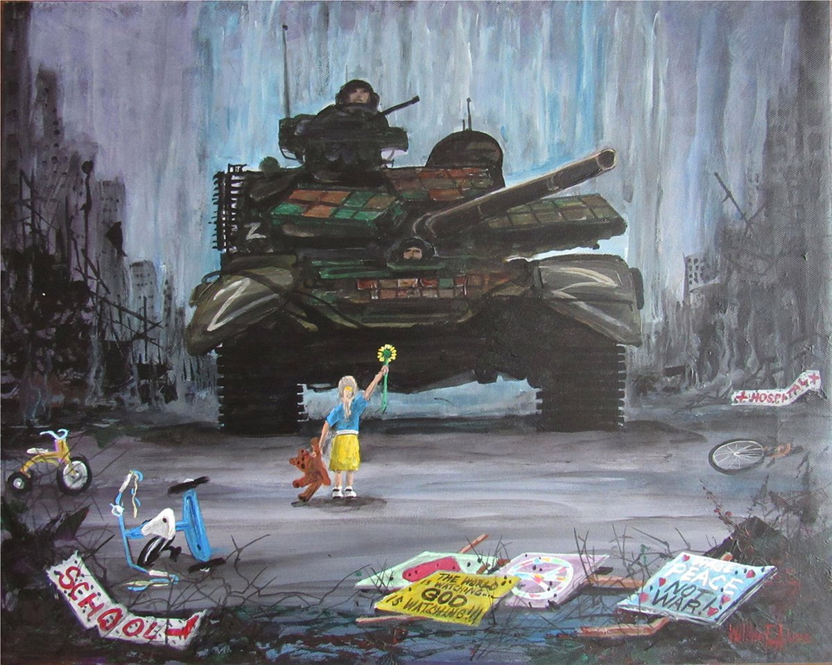 Urban And Pop Portrait Acrylic Painting By William F. Adams, 20 X 16", War! What