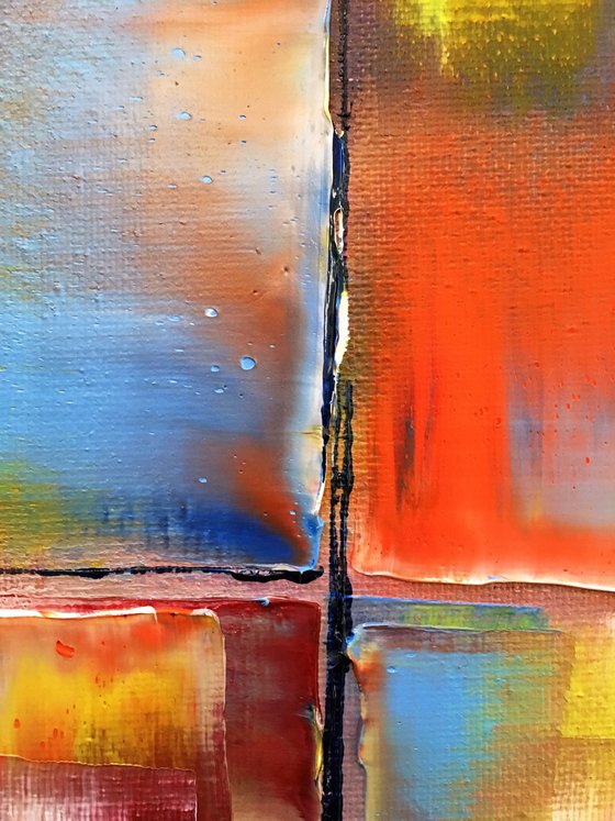 "Intermediary" - FREE USA SHIPPING - Original PMS Abstract Triptych Oil Paintings On Canvas - 48" x 20"