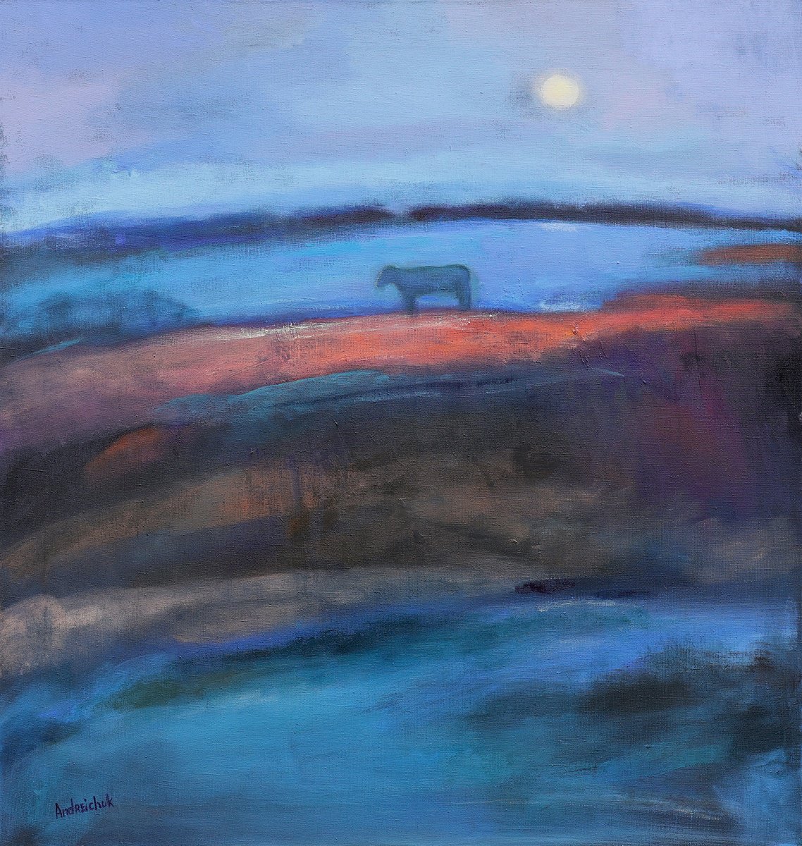 Twilight Time And Moonrise By Artem Andreichuk, 35 X 37, Artwork For Sale On Artfinder
