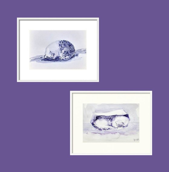 Set of two The Sleeping cats