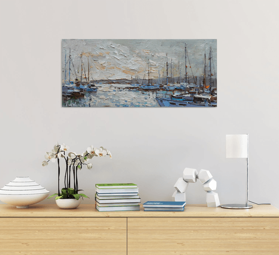Sailing yachts  Original seascape painting
