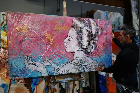 Musk Sunset 190cm x 100cm Geisha Textured Urban Pop Art