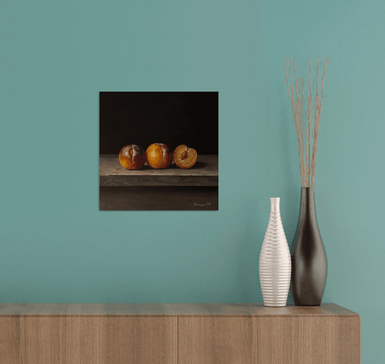 Plums on a Wooden Table