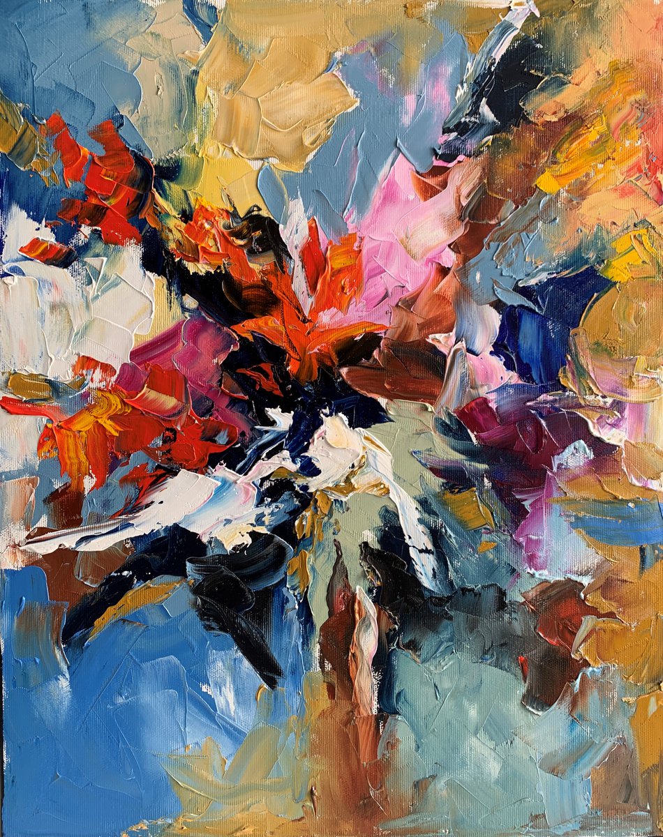 Colorful splash. Abstract oil painting. Palette knife. Bright art. by Vita Schagen