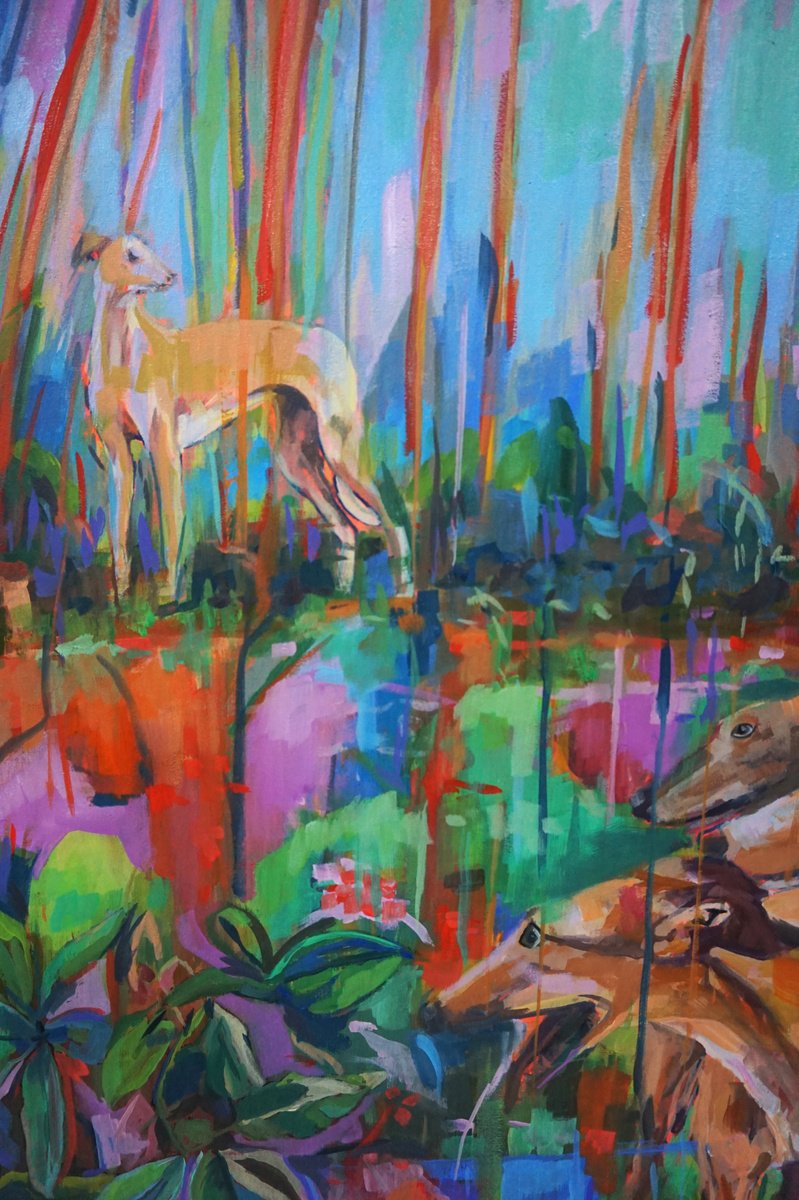 Impressionistic Animal Oil Painting By Amaya Fernandez Fariza, 29 X 29, The Four Friends, Original Artwork