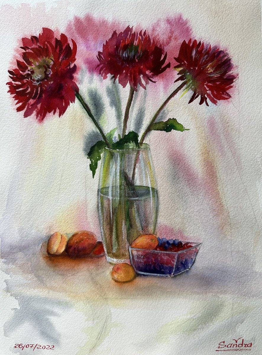 Impressionistic Watercolour , Summer Still Life Of Hope By Oleksandra Padushyna, 11 X 15, Artwork For Sale On Artfinder