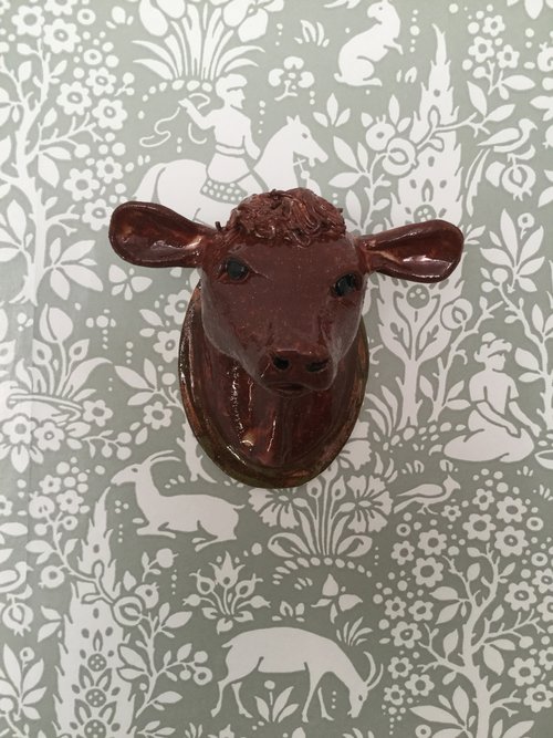 Jersey Cow, head sculpture by Heather Hunt
